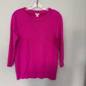 J Crew Bright Pink Long Sleeve Sweater Sz M